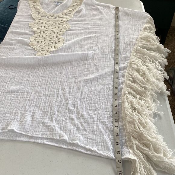 Eberjey Balsa Beach Terra Swim Cover Up Dress Fringe Embroidered Crochet Boho - Picture 13 of 14